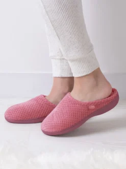 Roze - Totes Isotoner Popcorn pantoffelmuiltjes van badstof