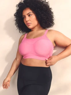 Roze - Ultimate Support Non Pad Minimising Bedrade Dry Tech Hoge impact Sportbeha
