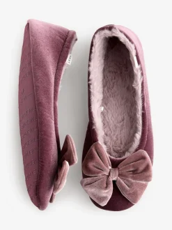Roze - Velvet Ballet Bow Flat Slippers