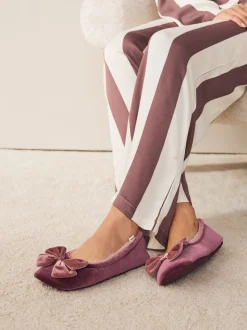 Roze - Velvet Ballet Bow Flat Slippers