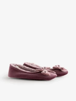 Roze - Velvet Ballet Bow Flat Slippers