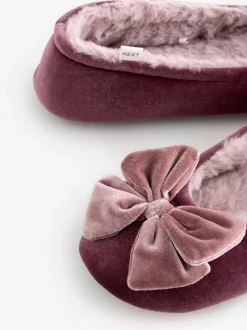 Roze - Velvet Ballet Bow Flat Slippers