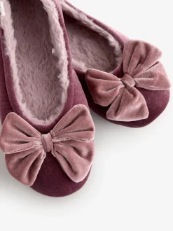 Roze - Velvet Ballet Bow Flat Slippers