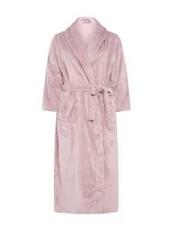 Roze - Yours Curve Super Luxe Maxi-badjas met sjaalkraag