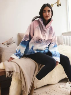 Roze berglandschap - Borg fleece top met print