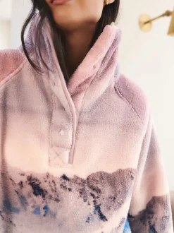 Roze berglandschap - Borg fleece top met print