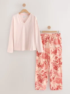 Roze bloemen - Kew Collection pyjama's met lange mouwen