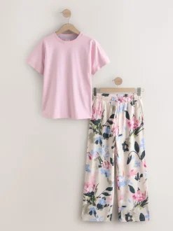 Roze bloemen - Pyjama met korte mouwen