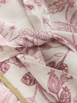 Roze bloemen - Viscose/Linen Blend Dressing Gown