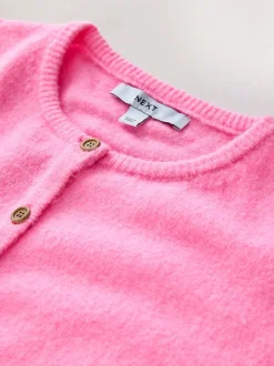Roze bloemetjes - Gebreid vest met ronde hals