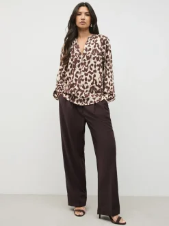 Roze dierenprint - Blouse met V-hals en lange mouwen