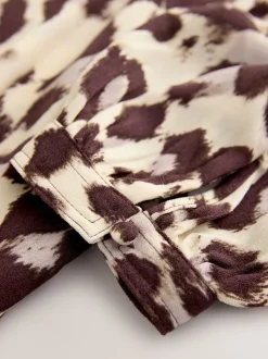 Roze dierenprint - Blouse met V-hals en lange mouwen