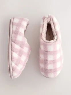 Roze geruit - Quilted Faux Fur Shoot Slippers