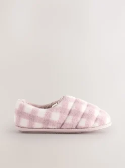 Roze geruit - Quilted Faux Fur Shoot Slippers
