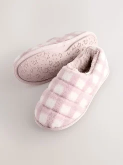 Roze geruit - Quilted Faux Fur Shoot Slippers