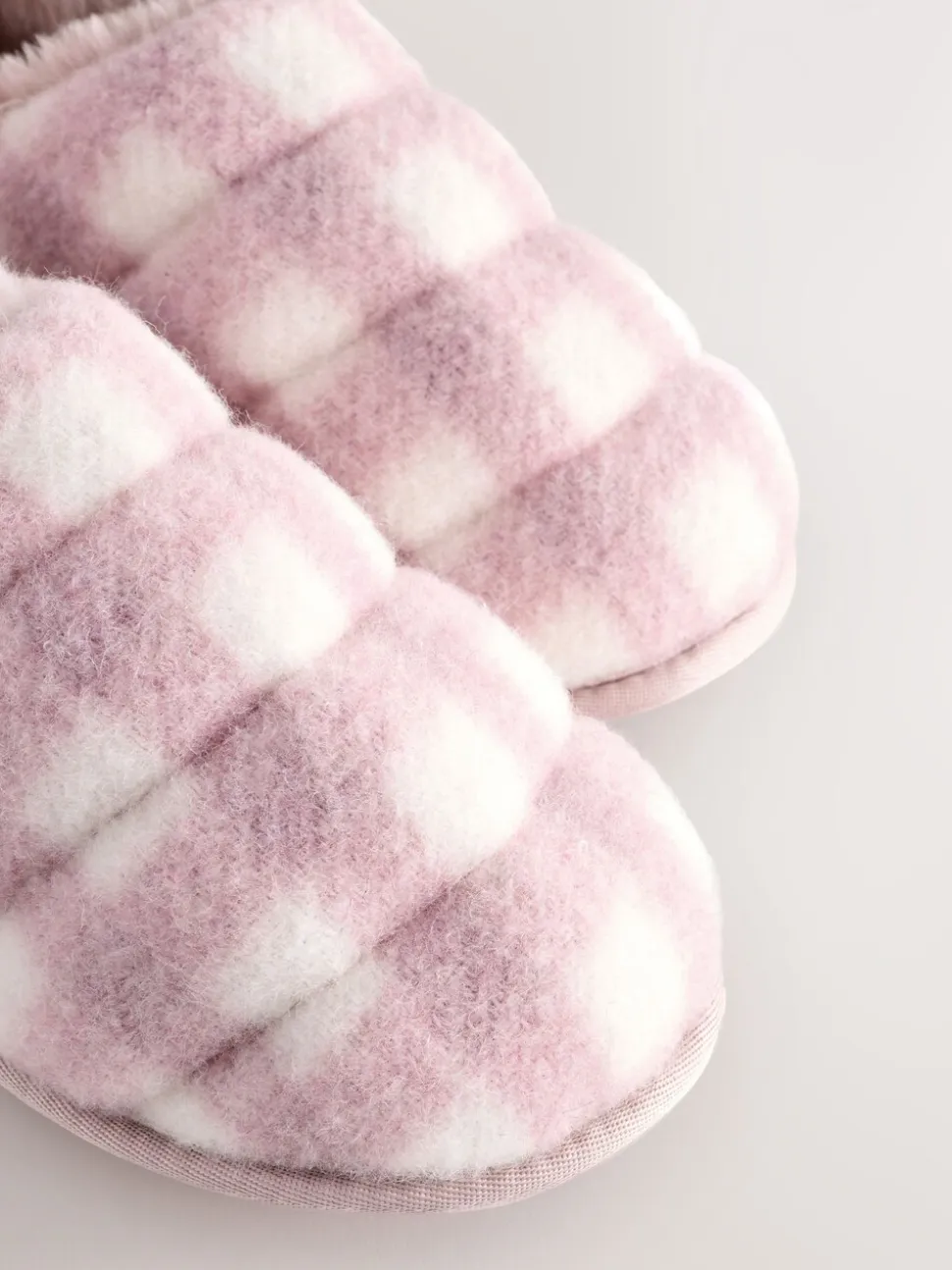 Roze geruit - Quilted Faux Fur Shoot Slippers