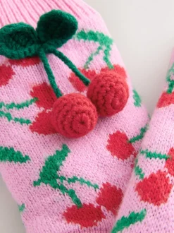 Roze kersen - 1 Paar grofgebreide pantoffelsokken