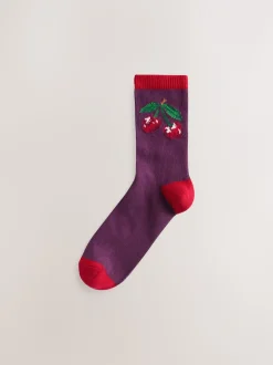 Roze kersen - Warm Handle Cotton Ankle Socks 2 Pack