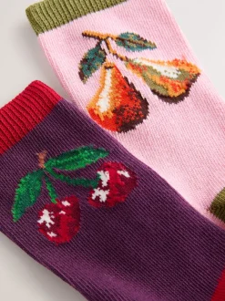 Roze kersen - Warm Handle Cotton Ankle Socks 2 Pack