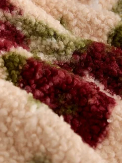 Roze met bloemenprint - Soft Touch Knusse Teddy Borg Kwartrondrits Fleece