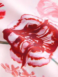 Roze met bloemenprint - Voorgestrikte satijnen hoofddoek
