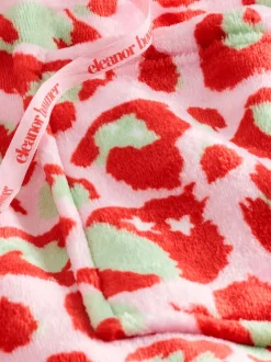 Roze met groen - Eleanor Bowmer Leopard Print Fleece Robe