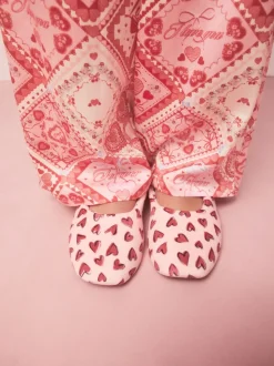Roze met hartjes - Ballerinapantoffels