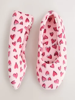 Roze met hartjes - Ballerinapantoffels