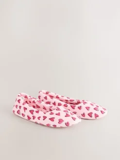 Roze met hartjes - Ballerinapantoffels