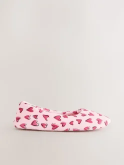 Roze met hartjes - Ballerinapantoffels