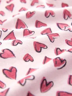 Roze met hartjesprint - Korte katoenen pyjama