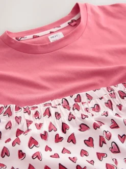 Roze met hartjesprint - Korte katoenen pyjama