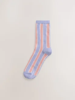 Roze met meerdere strepen - Set van 4 paar enkelsokken