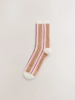 Roze met meerdere strepen - Set van 4 paar enkelsokken