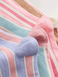 Roze met meerdere strepen - Set van 4 paar enkelsokken