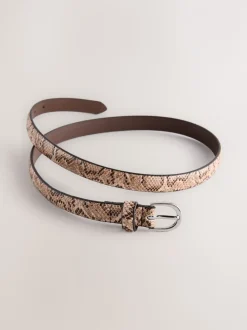 Roze met slangenprint - Smalle PU-riem