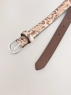 Roze met slangenprint - Smalle PU-riem