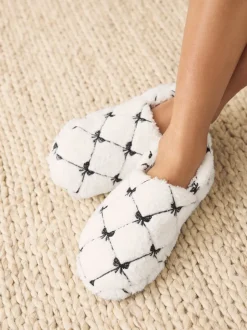 Roze met strik - Shoot pantoffels met borgvoering