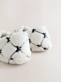 Roze met strik - Shoot pantoffels met borgvoering