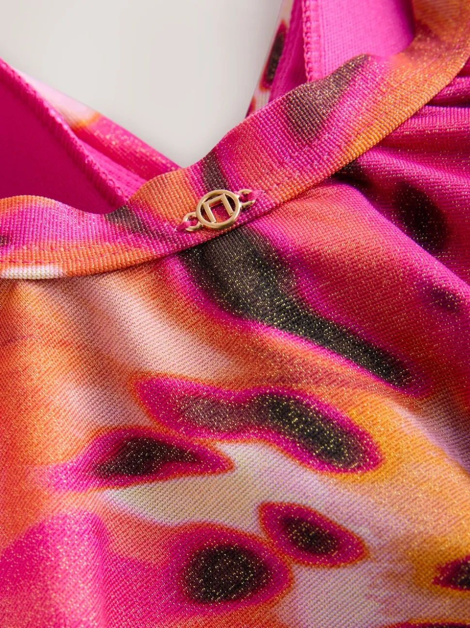 Roze metallic dierenprint - Vormgevend badpak met buikcorrectie