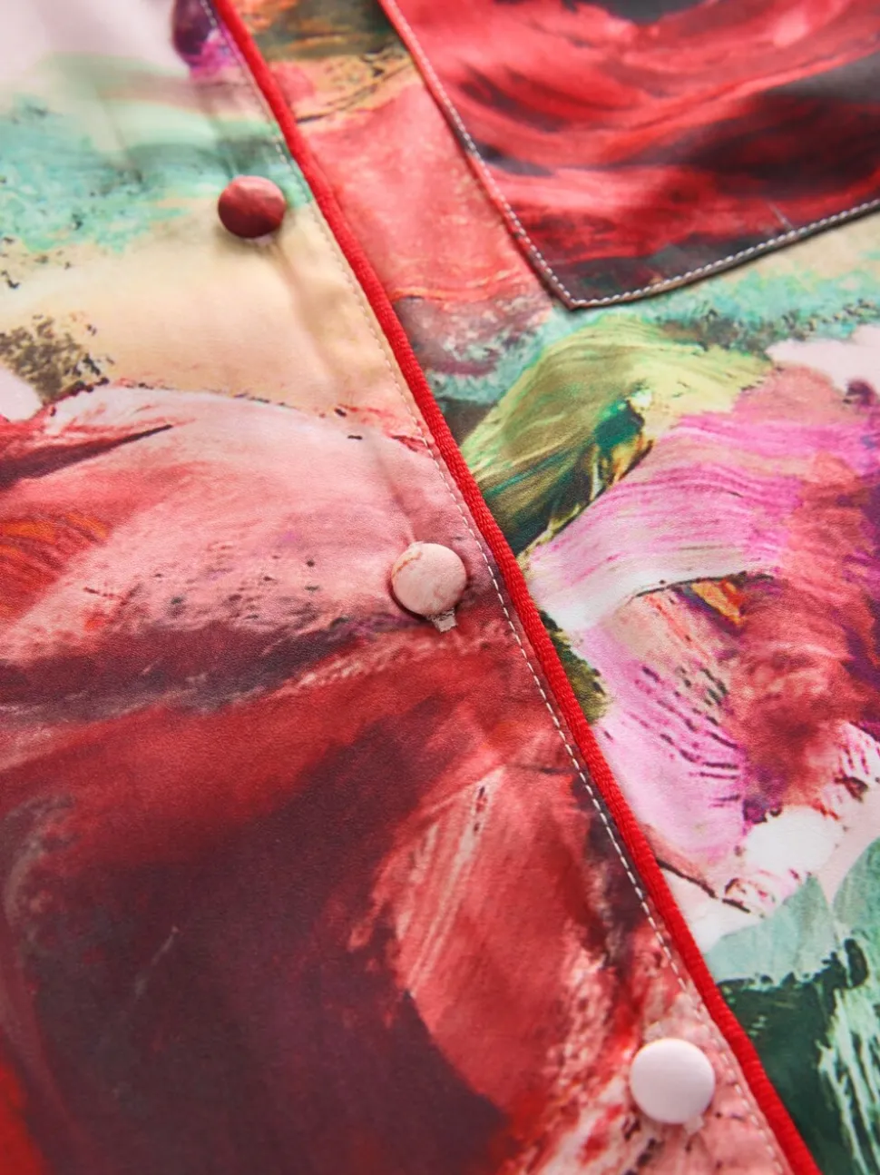 Roze rood gebloemd - B by Ted Baker - Satijnen pyjama met knopen