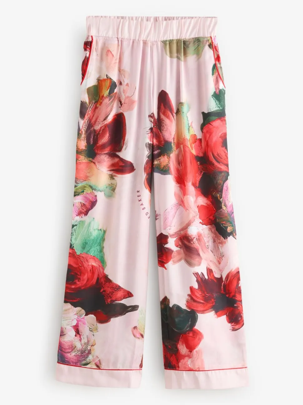 Roze rood gebloemd - B by Ted Baker - Satijnen pyjama met knopen