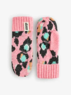 Roze/blauw - Eleanor Bowmer geruite wanten met lippenmotief