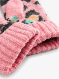 Roze/blauw - Eleanor Bowmer geruite wanten met lippenmotief
