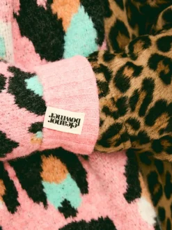 Roze/blauw - Eleanor Bowmer geruite wanten met lippenmotief