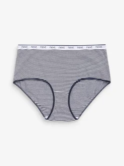 Roze/blauw gestreept - 4 Katoenen slipjes met logotailleband
