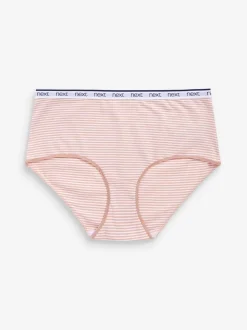 Roze/blauw gestreept - 4 Katoenen slipjes met logotailleband
