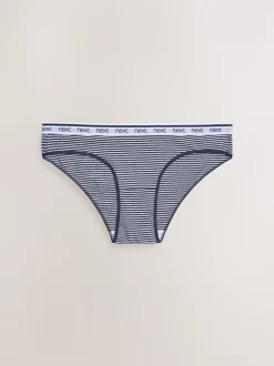 Roze/blauw gestreept - 4 Katoenen slipjes met logotailleband