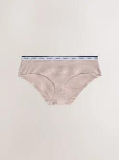 Roze/blauw gestreept - 4 Katoenen slipjes met logotailleband