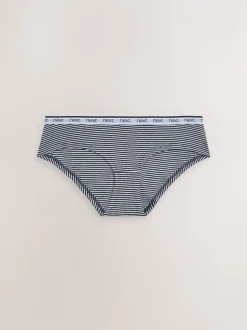Roze/blauw gestreept - 4 Katoenen slipjes met logotailleband